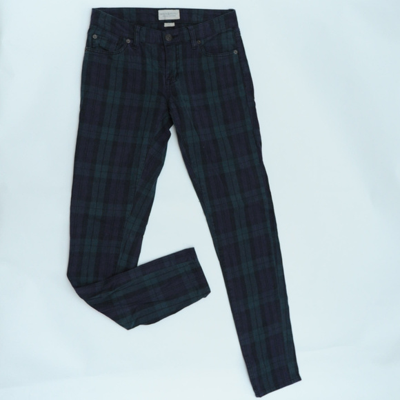 plaid denim pants